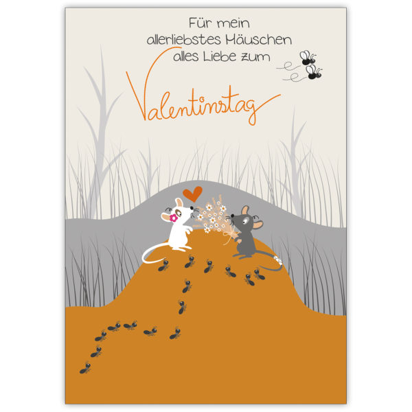 Liebevolle Valentinskarte: Für mein allerliebstes Mäuschen alles Liebe zum Valentinstag