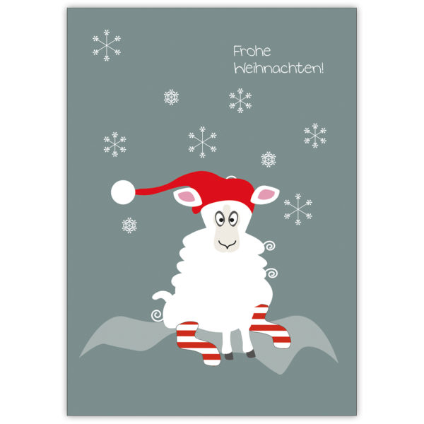 Total coole Weihnachtskarte mit Nikolaus Schaf: Frohe Weihnachten!