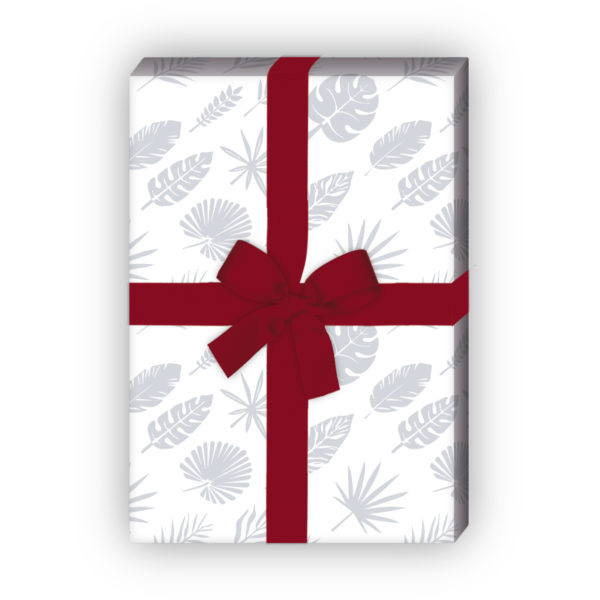 Kartenkaufrausch: Elegantes Geschenkpapier mit tropischem aus unserer Natur Papeterie in grau