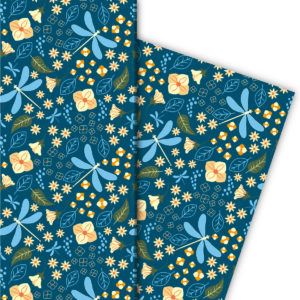 Kartenkaufrausch: Schönes Blumen Geschenkpapier mit aus unserer florale Papeterie in hellblau