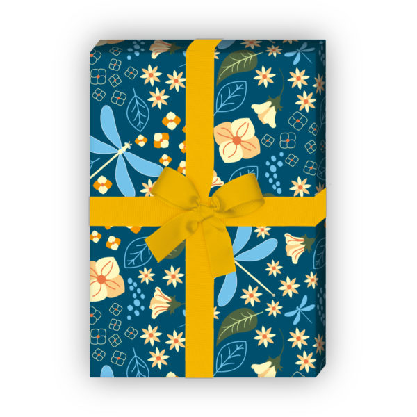Kartenkaufrausch: Schönes Blumen Geschenkpapier mit aus unserer florale Papeterie in hellblau