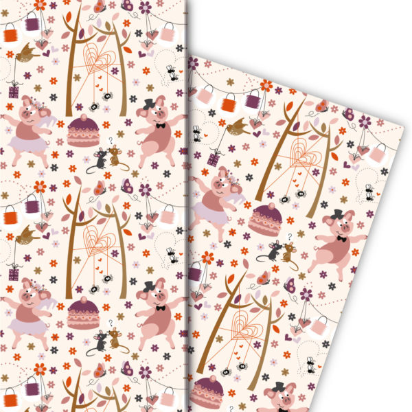 Kartenkaufrausch: Lustiges Hochzeits Geschenkpapier mit aus unserer Hochzeits Papeterie in rosa