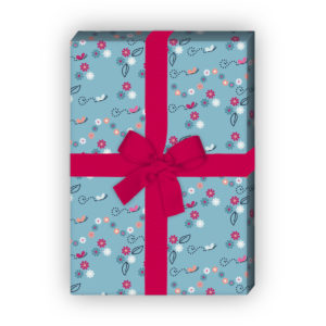 Kartenkaufrausch: Dekoratives Blüten Geschenkpapier mit aus unserer florale Papeterie in hellblau