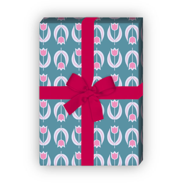 Kartenkaufrausch: Frühlings Geschenkpapier mit grafischen aus unserer florale Papeterie in rosa