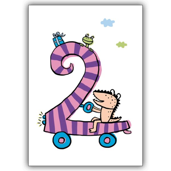 Tolle fröhliche Kinder Glückwunsch Karte zum zweiten Geburtstag