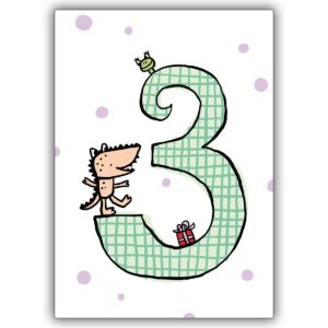 Tolle fröhliche Kinder Glückwunsch Karte zum dritten Geburtstag