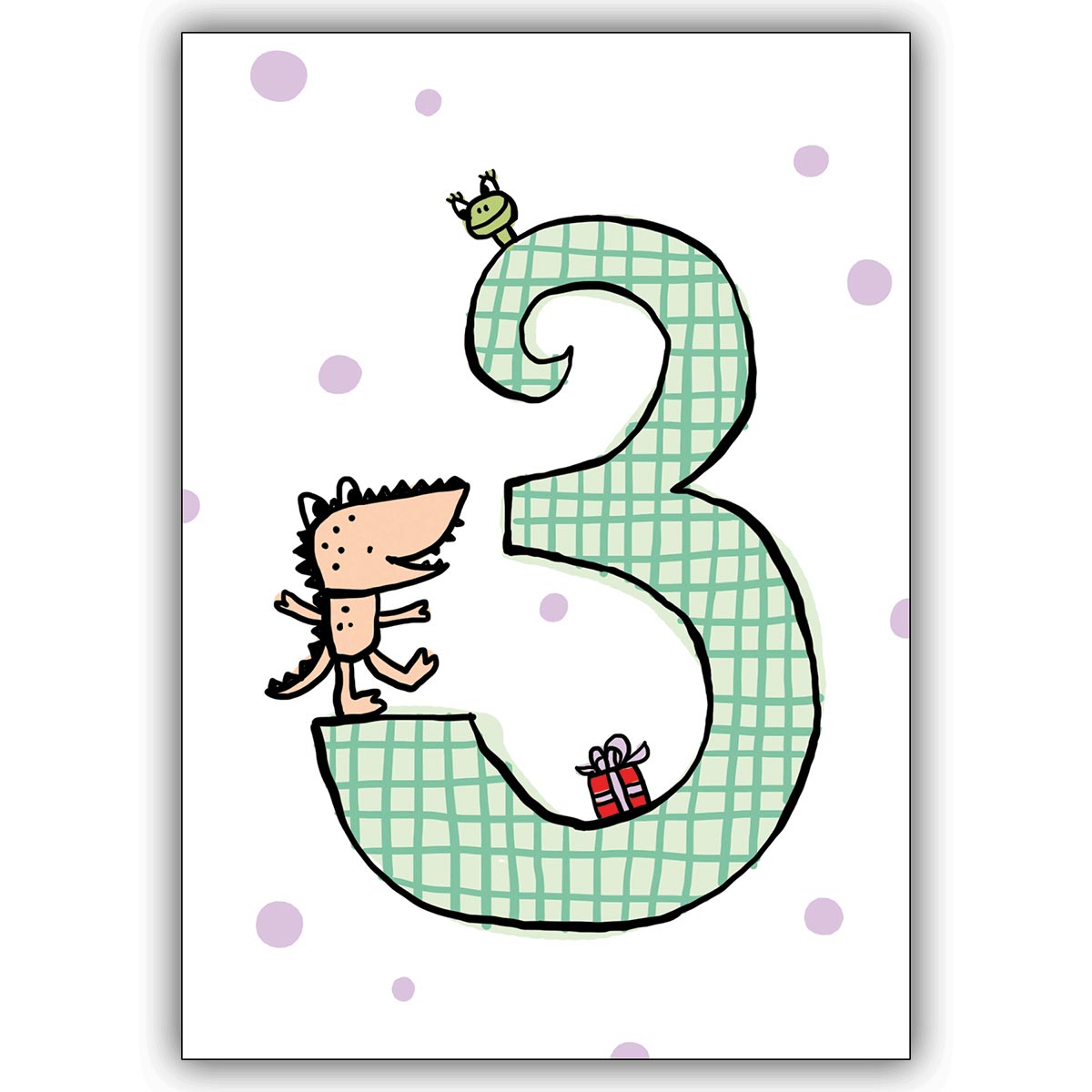 Tolle fröhliche Kinder Glückwunsch Karte zum dritten Geburtstag