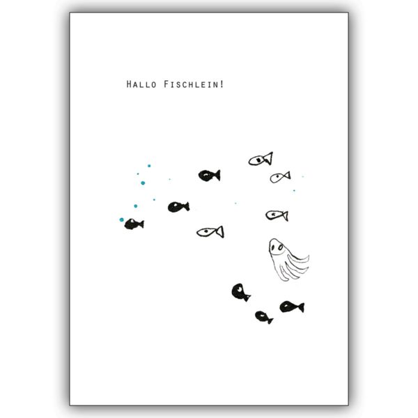 Schöne Grußkarte für Maritime Fisch Freunde: Hallo Fischlein!