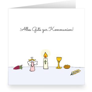 Kartenkaufrausch: Christliche Kommunions Glückwunschkarte aus unserer Glückswunsch Papeterie in weiß