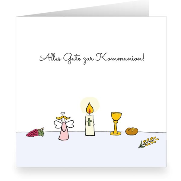 Kartenkaufrausch: Christliche Kommunions Glückwunschkarte aus unserer Glückswunsch Papeterie in weiß