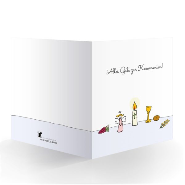 Kartenkaufrausch Quadrat Karten in weiß: Schöne Engel Kommunions Einladungskarte