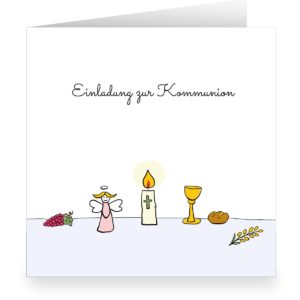 Kartenkaufrausch: Schöne Engel Kommunions Einladungskarte aus unserer Einladung Papeterie in weiß