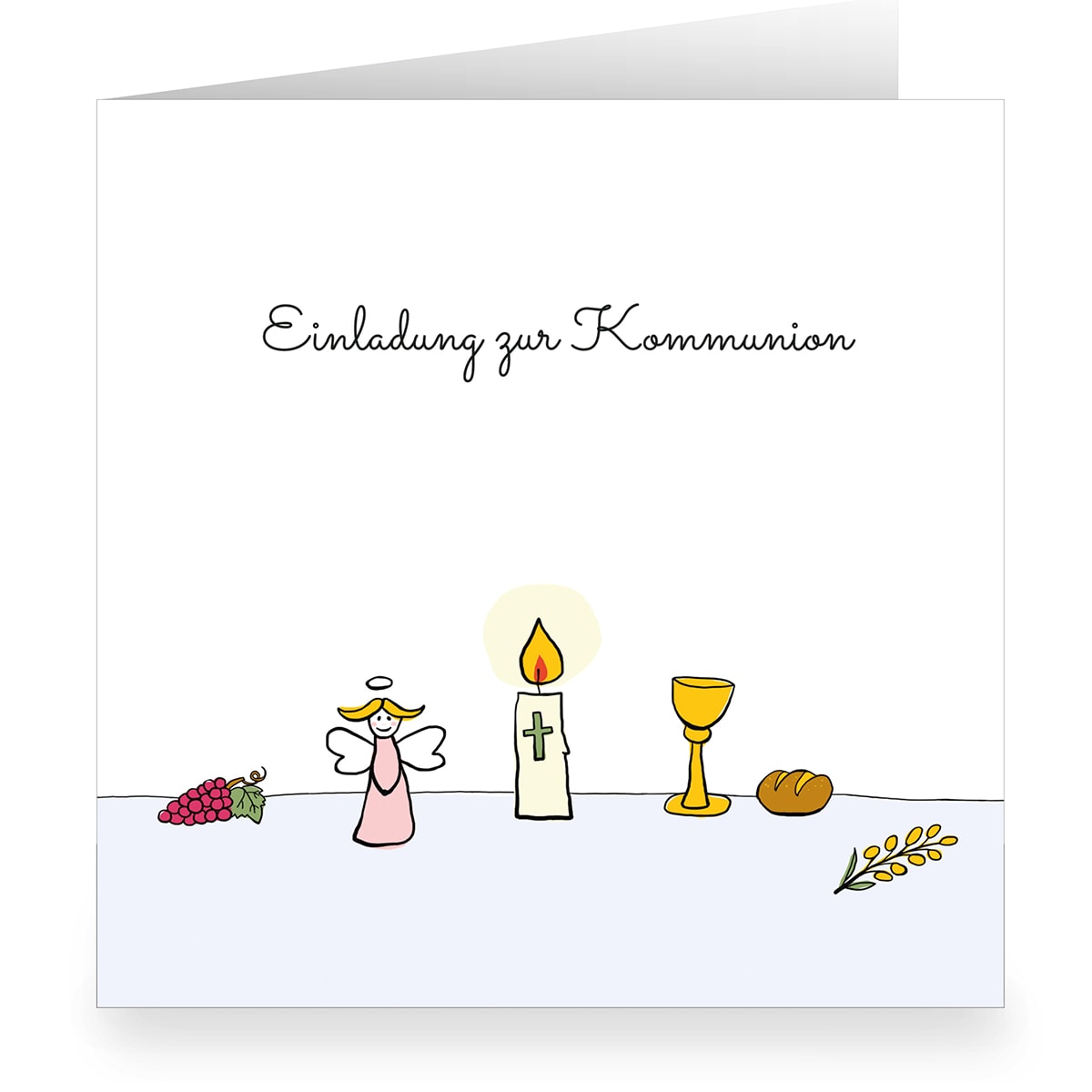 Kartenkaufrausch: Schöne Engel Kommunions Einladungskarte aus unserer Einladung Papeterie in weiß