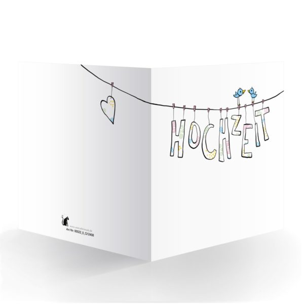 Kartenkaufrausch Quadrat Karten in weiß: Hochzeits Glückwunschkarte mit Vogel-Paar