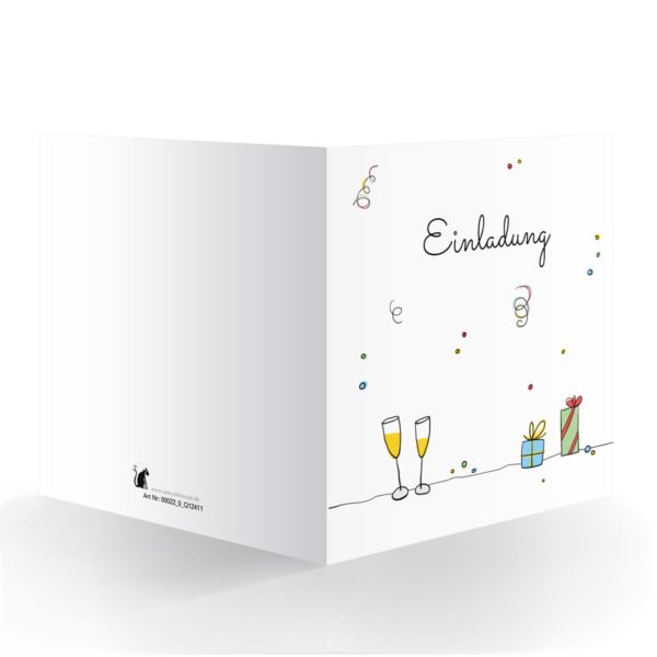 Kartenkaufrausch Quadrat Karten in weiß: Nette Party Einladungskarte