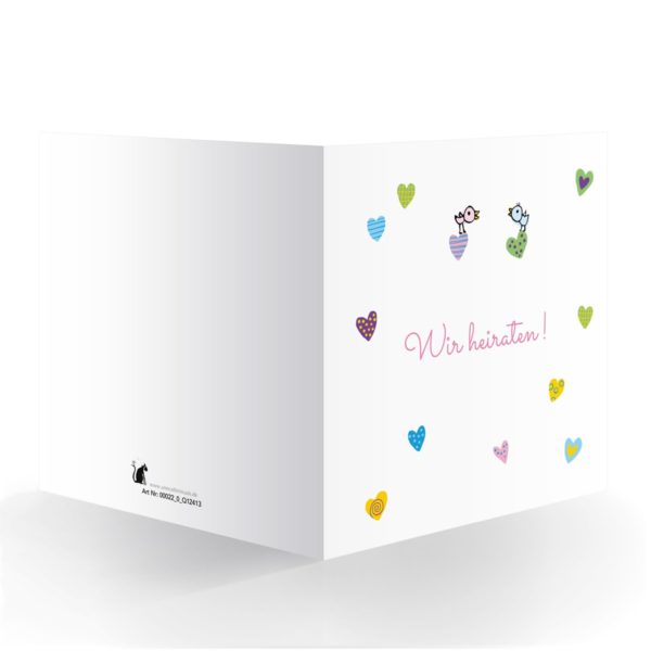 Kartenkaufrausch Quadrat Karten in weiß: Liebevolle große Hochzeits Anzeigenkarte