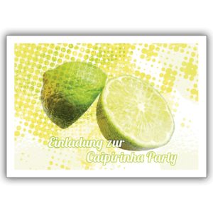 Sonnige Sommer Party Einladungskarte mit Limette: Einladung zur Caipirinha Party