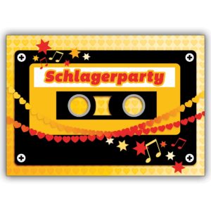 Trendige Einladungskarte im Kassetten Look für die Schlager Party