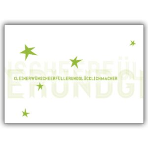 Tolle Typo Gutscheinkarte (Blanko) in grün: KLEINERWUNSCHERFÜLLERUND…
