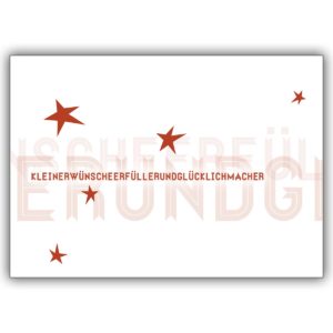 Wundervolle Typo Gutscheinkarte (Blanko) in rot: KLEINERWUNSCHERFÜLLERUND