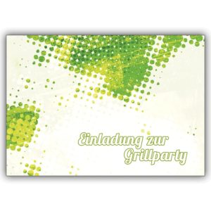 Trendige Party Einladungskarte im frischen gelb grün: Einladung zur Grillparty
