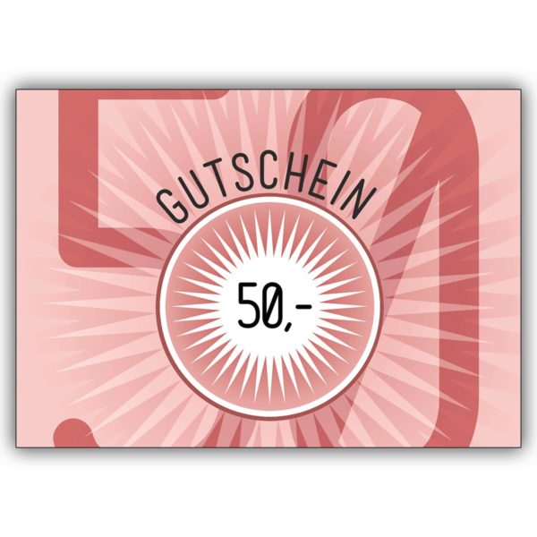 Schöne Geldgeschenk Gutscheinkarte (Blanko) über 50 Euro in rot