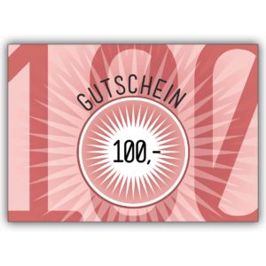 Schöne Geldgeschenk Gutscheinkarte (Blanko) über 100 Euro in rot