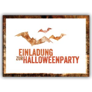 Gruselige Einladungskarte zu Halloween mit Fledermäusen: Einladung zur Halloween