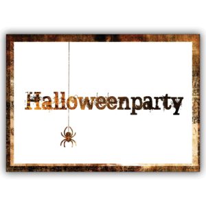 Gruselige Party Einladungskarte zu Halloween mit Spinne: Halloweenparty