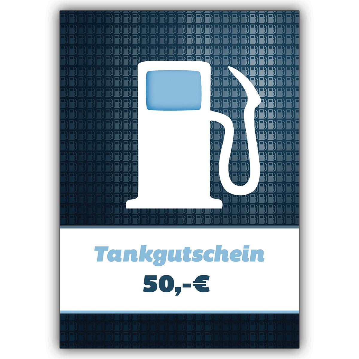 Coole Tankgutschein Grußkarte (Blanko) mit Zapfsäule über 50 Euro zum Führerschein