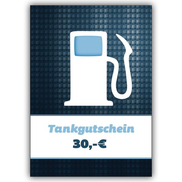 Coole Tankgutschein Klappkarte (Blanko) mit Zapfsäule über 30 Euro zum Führerschein