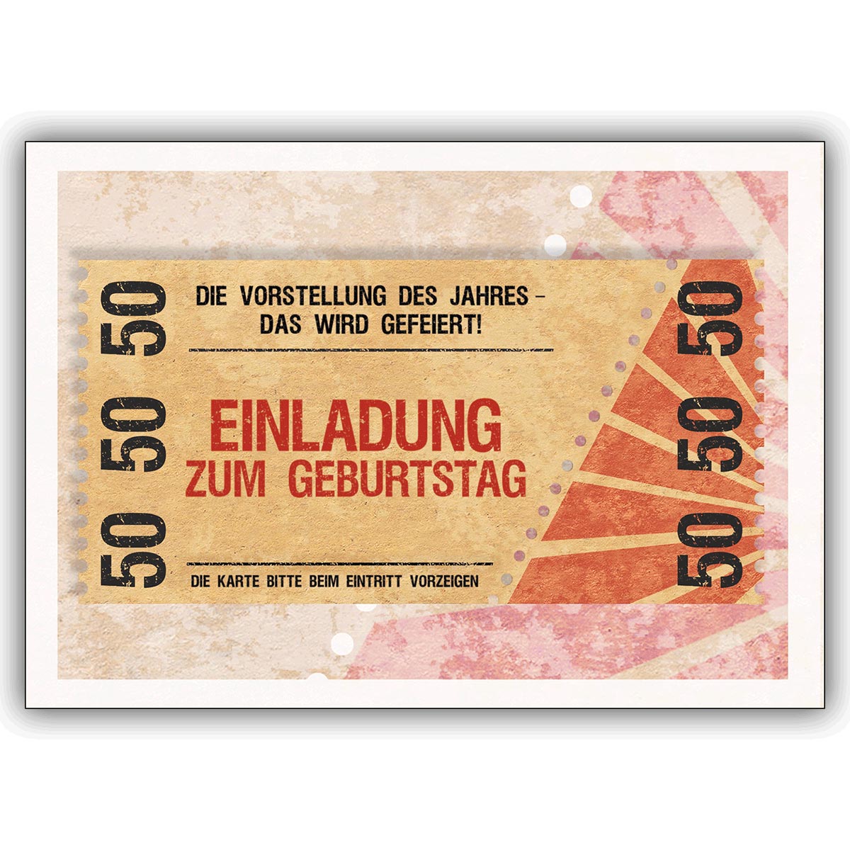 Frische Party Einladungskarte Zum 50 Geburtstag Im Coolen Ticket Look