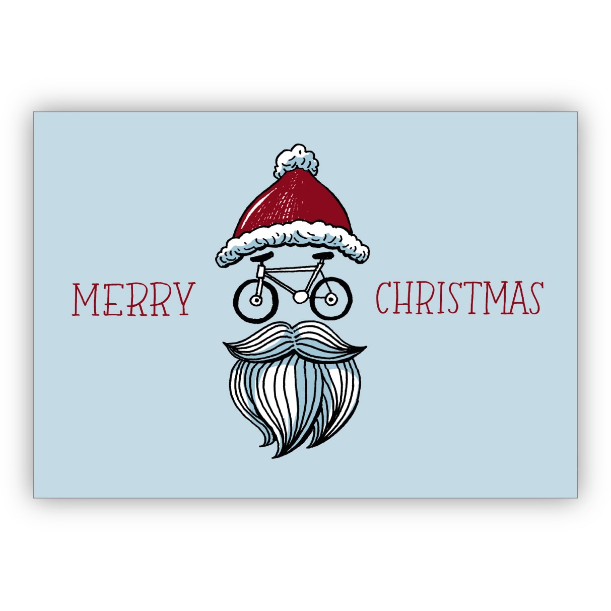 Komische Designer Weihnachtskarte mit Fahrrad Weihnachtsmann: Merry Christmas