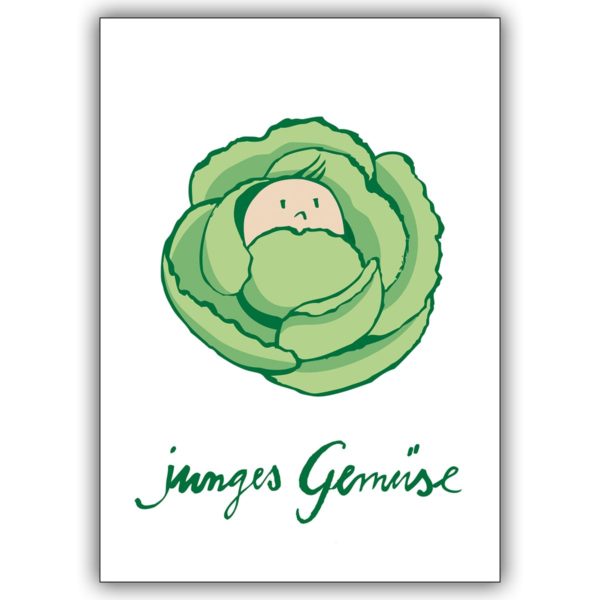 Niedliche Kohlkopf Babykarte: junges Gemüse