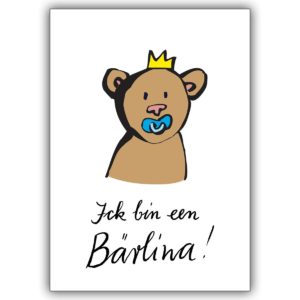 Niedliche Berliner Bären Babykarte: ich bin een Berlina!
