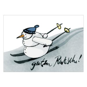 Komische Silvesterkarte für “Guten Rutsch!” Glückwünsche mit flinkem Schneemann