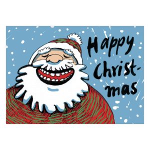 Fröhliche Weihnachtskarte mit lachendem Weihnachtsmann: Happy Christmas