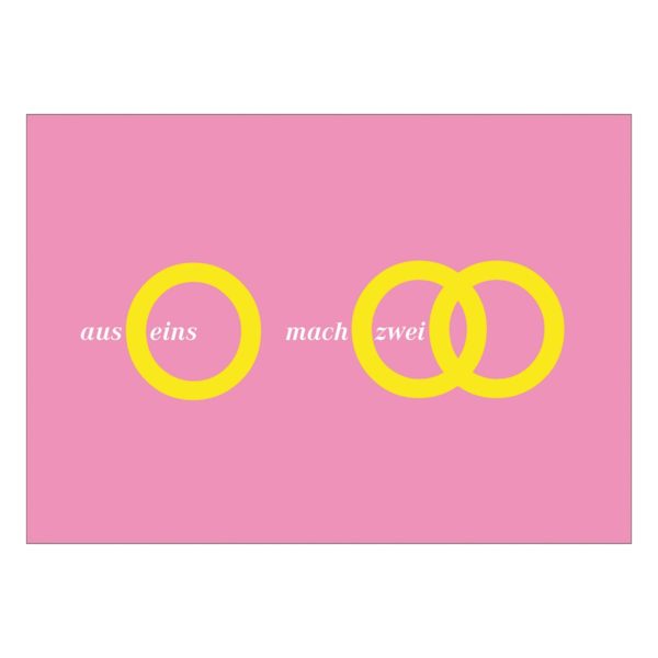 Schicke Designer Hochzeitsanzeige oder Hochzeitskarte (rosa): aus eins mach zwei –