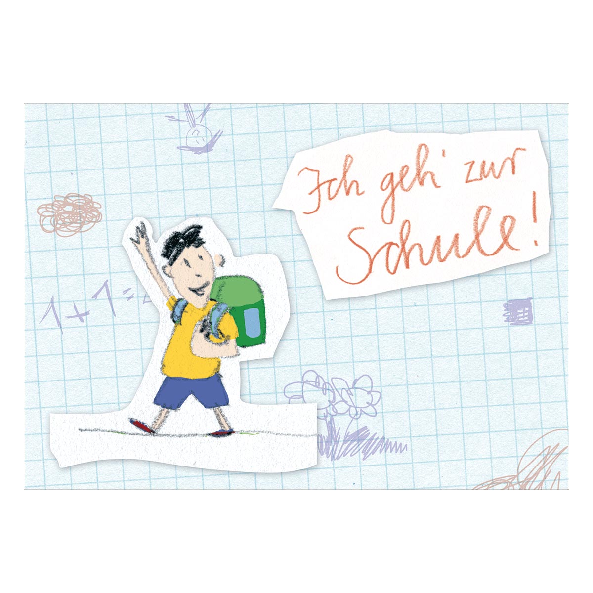 Lustige Einschulungs Grußkarte mit ABC Schützen: Ich geh zur Schule!