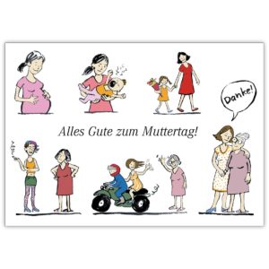Illustrierte Muttertagskarte von der Tochter: Alles Gute zum Muttertag