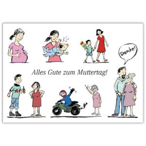 Illustrierte Muttertagskarte vom Sohn: Alles Gute zum Muttertag
