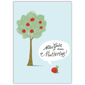 Süße illustrierte Muttertagskarte mit Apfel: Alles Gute zum Muttertag!