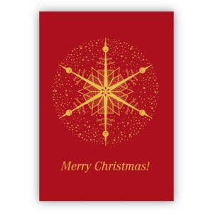 Schicke Berliner Weihnachtskarte auf rotem Grund mit dem Fernsehturm: Merry Christmas