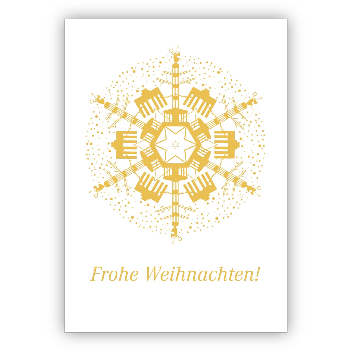 Tolle Berliner Weihnachtskarte mit Brandenburger Tor und Siegessäule auf weiß: Frohe Weihnachten