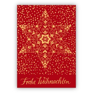 Elegante rote Weihnachtskarte mit klassischem Weihnachts Stern: Frohe Weihnachten