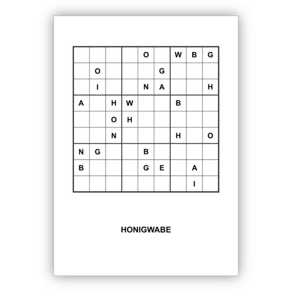 Überraschende Soduko Grußkarte für Literatur und Natur Freunde: Honigwabe