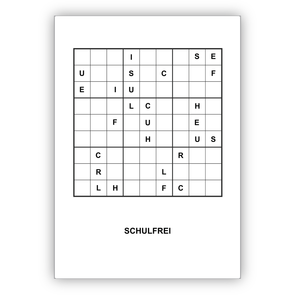 Coole Soduko Grußkarte für Literatur und Bücher Freunde: Schulfrei