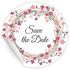 Kartenkaufrausch: hübsche "Save the Date" Aufkleber aus unserer Hochzeits Papeterie in weiß