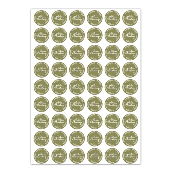 Kartenkaufrausch Sticker in olive grün: 48 liebevolle Weihnachts Aufkleber