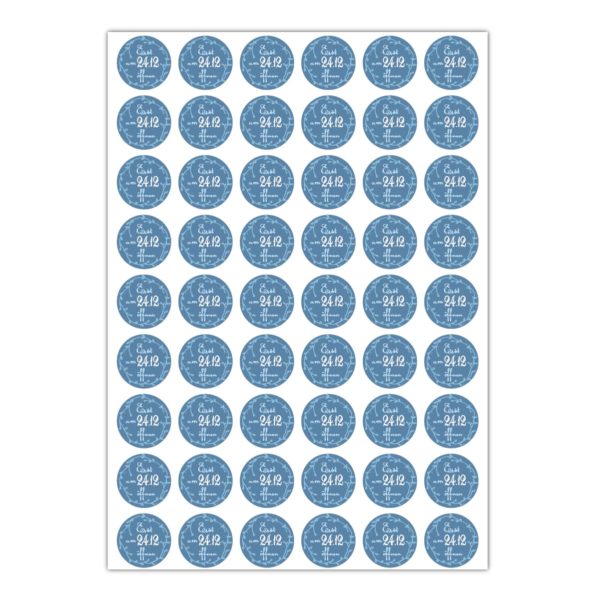 Kartenkaufrausch Sticker in blau: Aufkleber "Erst am 24.12 öffnen" auf blau